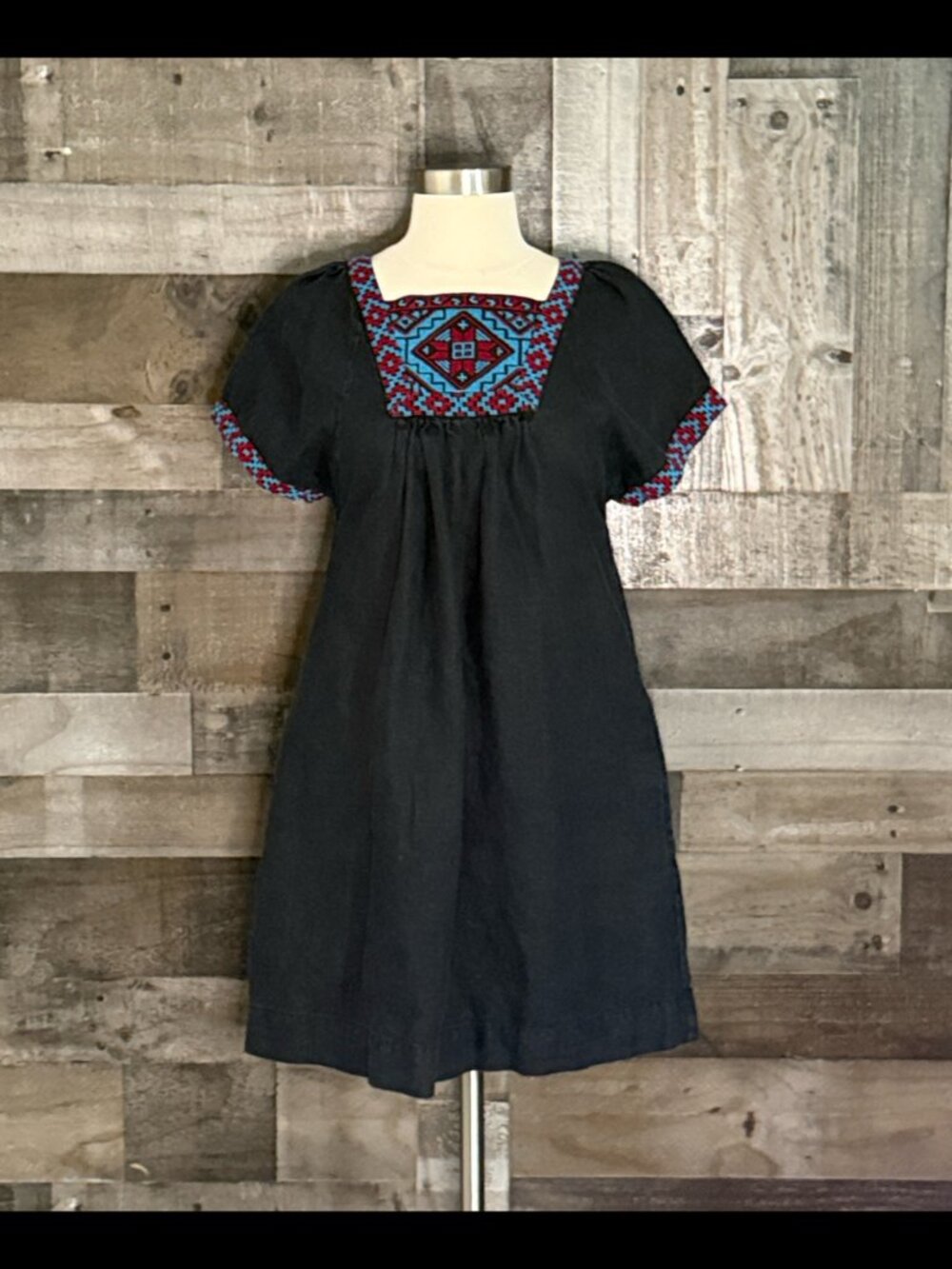 Madewell black peasant dress XSmall festival boho fiesta linen coastal cowgirl